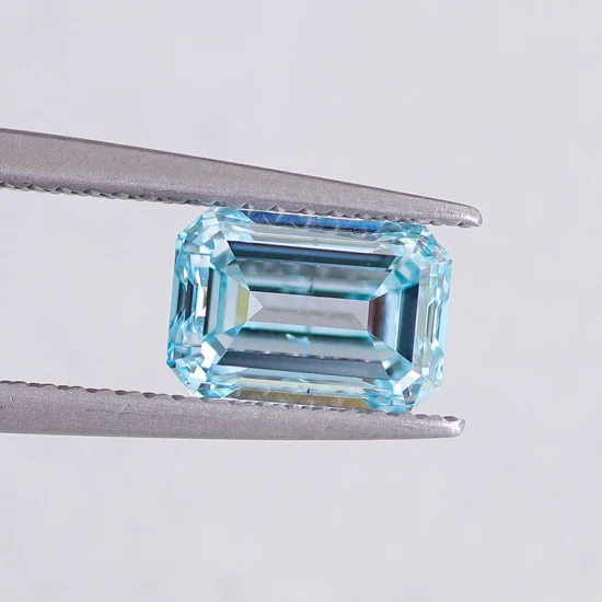 2CT blauer, im Labor gezüchteter CVD-Diamant im Smaragdschliff, ausgefallene Farbe, hervorragender Schliff mit Igi-zertifiziertem, im Labor hergestelltem Diamanten