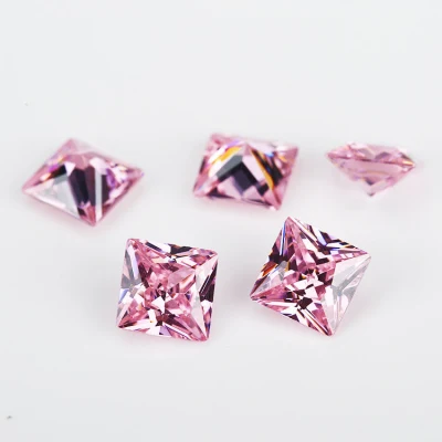 Facets Gems Lose kubische Zirkonia-Edelsteine ​​in Rosa mit quadratischem Schliff