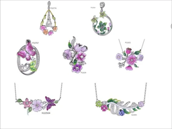 Modischer, neuer Stil, 925er Silberschmuck, Emaille-Blumen-Anhänger-Halskette